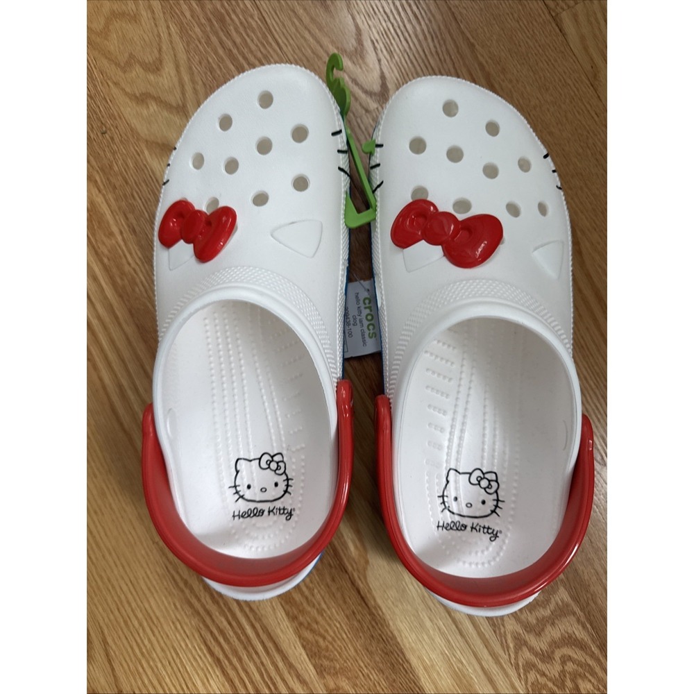 Crocs Hello Kitty Jam Classic Clog White Red‎ Bow Unisex M12/W14 NWT Limited Ed